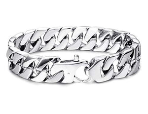 BESTEEL Acciaio Inox Bracciali Uomo Semplice Catena Cubana Bracciale Grossa... - Ilgrandebazar