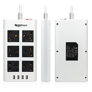 MutecPower Universale multipresa Ciabatta con 6 Prese e 4 Porte USB Spina EU - Ilgrandebazar