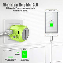 Carica l&#39;immagine nel visualizzatore di Gallery, Milool Adattatore Universale da Viaggio con QC3.0 Quick Charge 2 Porte Verde