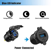 Carica l'immagine nel visualizzatore di Gallery, GemCoo QC3.0 Presa USB per Auto Doppio in Alluminio, 12V / 24V 36W 2 Blu