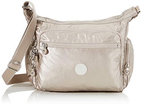 Kipling Gabbie, Borsa a Spalla Donna, Marina, 35.5 x Argento (Metallic Glow)