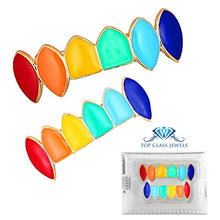 Carica l&#39;immagine nel visualizzatore di Gallery, &quot;Rainbow Grillz with Fangs for Mouth Top Bottom Hip Hop Teeth Grills for... - Ilgrandebazar