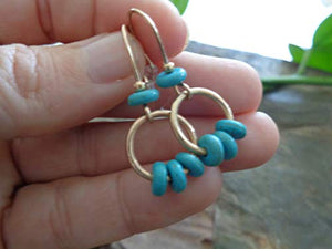 ✿ ANELLO PICCOLO IN ORO E PIETRO TURCHESE PIETRE RONDELLE - ORECCHINI ✿...