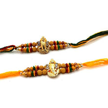 Carica l'immagine nel visualizzatore di Gallery, Bignay Set di 2 fili Raksha Bhandan fatti a mano Rakhi, Multi Stone Rakhi - 4 - Ilgrandebazar