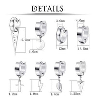 Carica l&#39;immagine nel visualizzatore di Gallery, YADOCA 8 Paia Acciaio Inossidabile Orecchini Uomo Nero Argento Punk