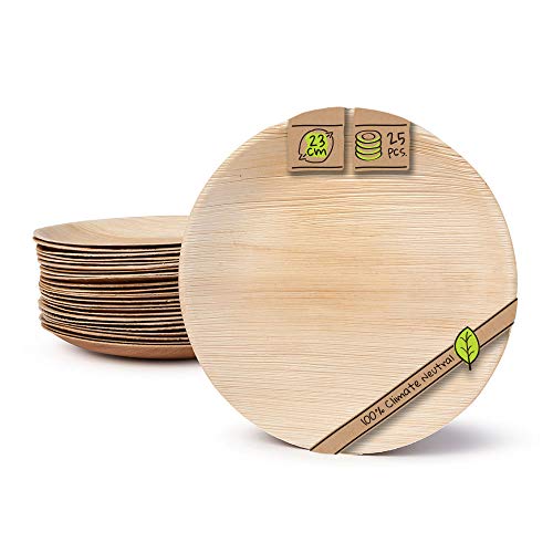 BIOZOYG Servizio da Tavola in Foglie di Palma I 25 Pezzi Ø 23cm (25 pezzo) - Ilgrandebazar