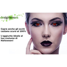 Carica l'immagine nel visualizzatore di Gallery, DESIGNLENSES, Lenti a contatto giornaliere colorate rosse per costume di Halloween da zombie, senza gradazione, 1 paio (2 pezzi), lentes vampiro twilight cosplay
