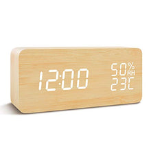 Carica l&#39;immagine nel visualizzatore di Gallery, Tanouve Sveglia LED in Legno, Wood Cube da Tavolo Digitale, 3 legno - Ilgrandebazar