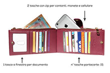 Carica l'immagine nel visualizzatore di Gallery, QASGO Portafoglio Donna Grande | Porta Carte Di Credito e Vino Rosso