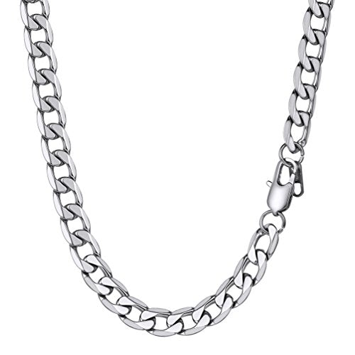 PROSTEEL Collana Uomo Donna Catena Cubana Grande Sottile 09 Mm/Argento - Ilgrandebazar