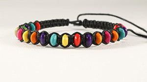 Braccialetto intrecciato Nero con perline di legno colorate, ideale per... - Ilgrandebazar