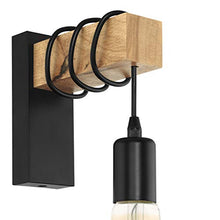 Carica l&#39;immagine nel visualizzatore di Gallery, EGLO 32917 - Applique da parete in metallo, Nero/Legno [Classe di efficienza... - Ilgrandebazar