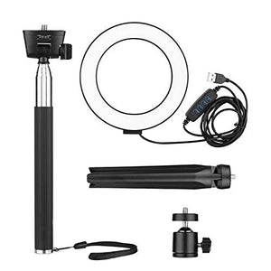 Luce ad Anello Dimmerabile, Andoer 6 pollici LED Ring Light dimmerabile USB...