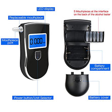 Carica l'immagine nel visualizzatore di Gallery, Flyhood Etilometro, Portatile Professionale Digitale Alcool Test con Schermo LCD Display e Precisione Sensore Semiconduttore, Incluir 16 Boccagli