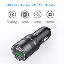 Carica l'immagine nel visualizzatore di Gallery, JOOMFEEN Caricabatteria Auto USB C,Quick Charge 3.0+2.4A 30W Caricatore Nero