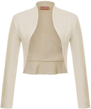 Carica l'immagine nel visualizzatore di Gallery, Belle Poque Donna Coprispalle Corta a Maniche Lunghe con Frontale Aperto da Donna Bolero Shrug