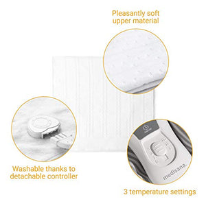 medisana HU 665 Sottocoperta elettrica, 150 x 80 cm, spegnimento automatico, protezione da surriscaldamento, 3 impostazioni di temperatura, lavabile, scaldamaterasso adatto a tutti i materassi