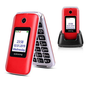 Ushining 3G Telefono Cellulare per anziani, con Rosso