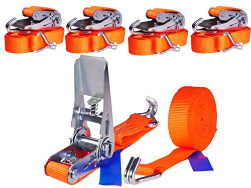 4 x 800 kg 6 m Cinghia Con Cricchetto e Gancio Di Tensione Cinghie... - Ilgrandebazar