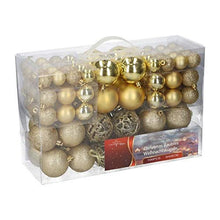 Carica l'immagine nel visualizzatore di Gallery, Regali di Natale Set di 100 palline di Natale - Decorazione - Infrangibile - Per interni ed esterni - Plastica - Ø3/4/6 cm - Opache, lucide, glitterate e aperte - Oro