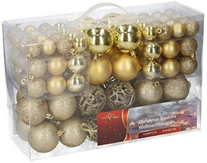 Christmas Gifts Valigia 100 Pezzi Palle di Natale Oro, Gold, 100x