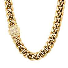 Carica l&#39;immagine nel visualizzatore di Gallery, KRKC&amp;CO Collana Cubana in Acciaio 10mm 12mm Hip Hop a Catena Cubana... - Ilgrandebazar