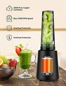 homgeek Mini Frullatore, Blender Smoothie Maker, Mixer per Frullati, Nero