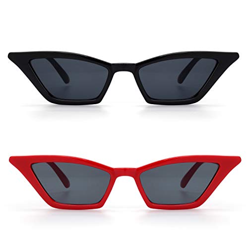 GQUEEN Occhiali da Sole a Gatto Protezione UV Y Nero & Rosso - Ilgrandebazar