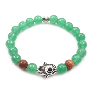 Bracciale in Pietra Agata 8mm Yoga Reiki Healing Balancing Energy Hamsa Hand... - Ilgrandebazar