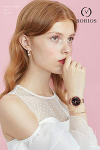 RORIOS Fashion Donna Shining Cielo Stellato Dial Orologi da Polso Band Oro A - Ilgrandebazar