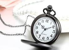 Carica l'immagine nel visualizzatore di Gallery, JewelryWe Orologio da Tasca Caso Bianco Quadrante in Acciaio Nero - Ilgrandebazar