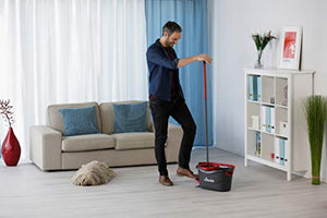 Vileda Turbo Sistema Lavapavimenti Rotante con Manico Telescopico e Fiocco, 55 - 130 cm, Rosso/Nero