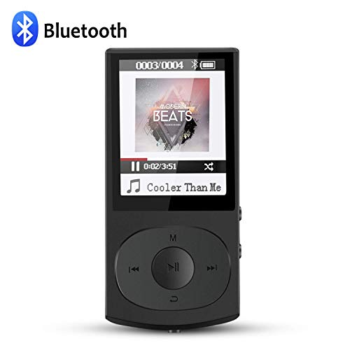 AGPTEK Bluetooth 4.0 Lettore Mp3 8GB C3B Player di Metallo con Nero MC3