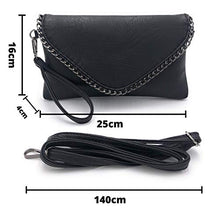 Carica l&#39;immagine nel visualizzatore di Gallery, ELIOX - Pochette Donna Elegante con Catena e Tracolla in Morbida Pelle Nero
