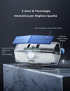 Luci Solari Esterno【2019 Ultimi Modelli 】200 LED Luce Solare Sensore 2 pezzi