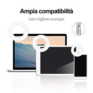 QcoQce Selfie Ring Light, 3 Tipi di Luminosità 40 LED Light BIANCA