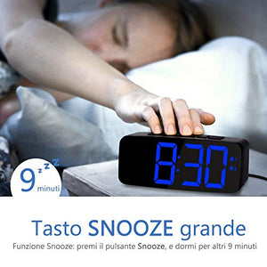 Yissvic Sveglia Digitale LED con Adattatore 6.3 Pollici Schermo Luminosità...