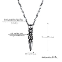 Carica l&#39;immagine nel visualizzatore di Gallery, PROSTEEL Halloween Collana Pendente Cindolo Gotico Scheletro 1. Argento - Ilgrandebazar