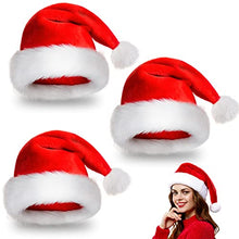 Carica l&#39;immagine nel visualizzatore di Gallery, LIVESTN 3 Pezzi Cappello da Babbo Natale Cappello Babbo Natale Peluche, Cappelli di Natale Rossi Unisex per Adulti e Bambini, per Festa di Natale Costume Cosplay Capelli Accessori (adulto)
