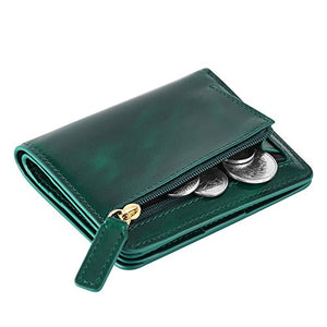 Kattee Portafoglio Donna Pelle, Portamonete Tasca con Cerniera, Verde
