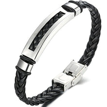 Carica l&#39;immagine nel visualizzatore di Gallery, Jstyle Gioielli Bracciali Cuoio del&#39;acciaio Inossidabile da Uomo Lunghezza... - Ilgrandebazar