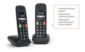 Gigaset E290 Duo, Telefoni Cordless, Due Portatili con Suonerie Forti, Nero - Ilgrandebazar