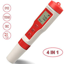 Carica l&#39;immagine nel visualizzatore di Gallery, PH Meter digitale con ATC,4 in 1 TDS EC Temp - 0,01 Risoluzione 0-14pH 02