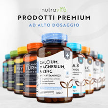 Carica l&#39;immagine nel visualizzatore di Gallery, Calcio Magnesio Zinco e Vitamina D3 – 365 Compresse Vegetariane – Integratore di Calcio ad Alto Dosaggio – Fornitura per 6 Mesi di Integratore per le Ossa– Prodotto nel Regno Unito da Nutravita