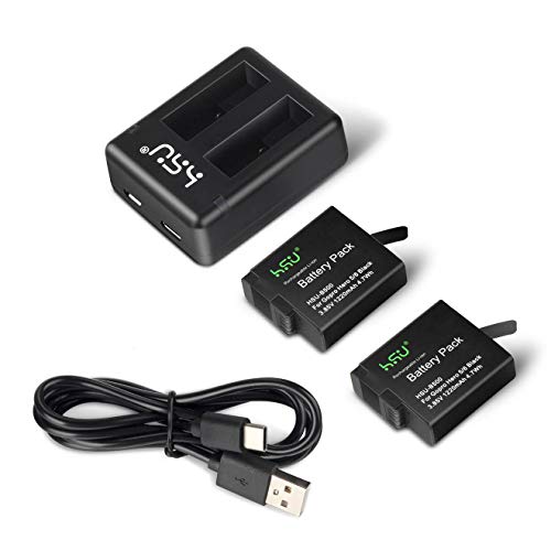 HSU - Batteria e caricatore doppio compatibile per Gopro Hero Per 5 6 7