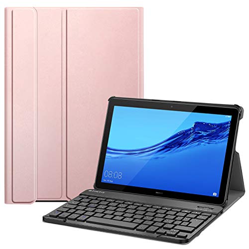 FINTIE Tastiera Custodia per Huawei MediaPad T5 10 [Layout Oro rosa