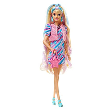 Carica l&#39;immagine nel visualizzatore di Gallery, Barbie - Super Chioma Bambola con abito a stelle, capelli fantasia lunghi 21,6cm, 15 accessori alla moda - 8 con effetto cambia colore, Giocattolo per Bambini 3+ Anni, HCM88
