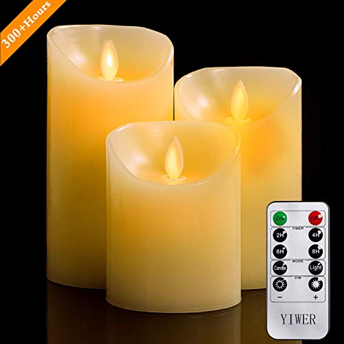 Candele senza fiamma, Φ 8CM x H 10cm/12CM/15CM Set di 3 3 Pack Avorio - Ilgrandebazar
