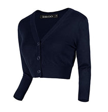 Carica l'immagine nel visualizzatore di Gallery, Urban GoCo Donna Bolero Lavorato a Maglia a Bottoni Coprispalle S, Blu Navy - Ilgrandebazar