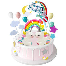 Carica l'immagine nel visualizzatore di Gallery, iZoeL 21 pezzi Unicorno Cake Topper Kit Nuvola Arcobaleno Palloncino Buon Compleanno Banner Decorazione Torta Per Ragazzo Ragazza Compleanno Del Capretto